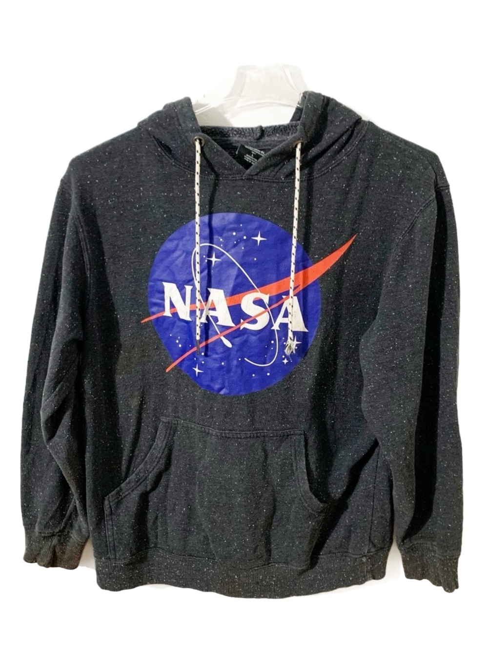 Buzz Aldrin NASA Pullover Hooded Sweatshirt Dark Gray / White Flecks Sweatshirt